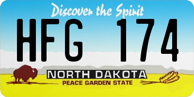 ND license plate HFG174
