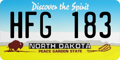 ND license plate HFG183