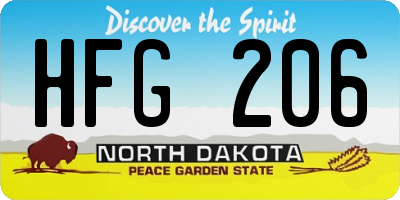 ND license plate HFG206