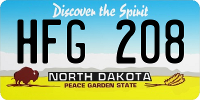 ND license plate HFG208