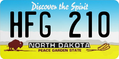 ND license plate HFG210