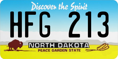 ND license plate HFG213