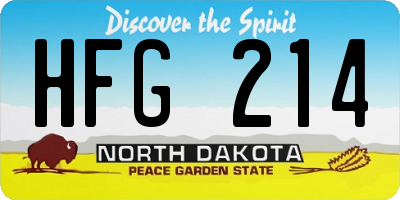 ND license plate HFG214