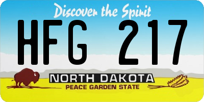 ND license plate HFG217