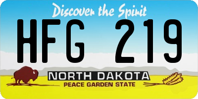 ND license plate HFG219