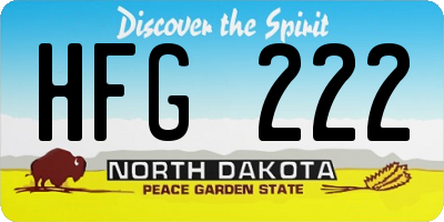 ND license plate HFG222