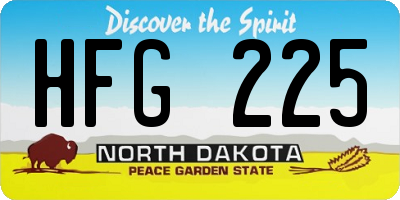 ND license plate HFG225