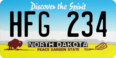 ND license plate HFG234