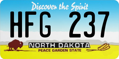 ND license plate HFG237