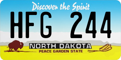 ND license plate HFG244