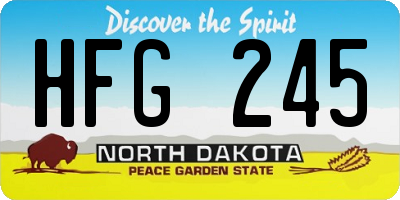 ND license plate HFG245