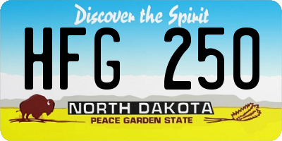 ND license plate HFG250