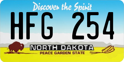 ND license plate HFG254