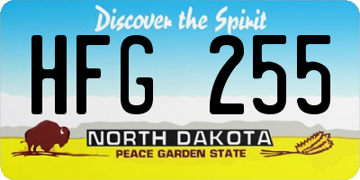 ND license plate HFG255