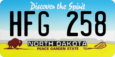 ND license plate HFG258