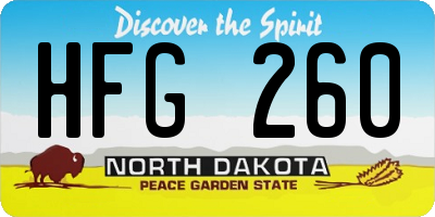 ND license plate HFG260