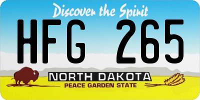 ND license plate HFG265