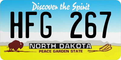 ND license plate HFG267
