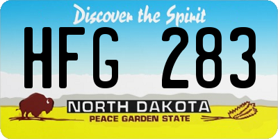ND license plate HFG283