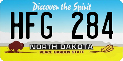 ND license plate HFG284