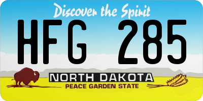 ND license plate HFG285