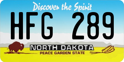 ND license plate HFG289