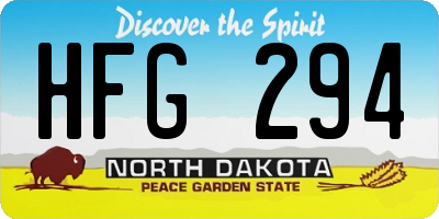 ND license plate HFG294