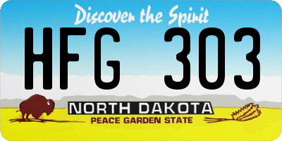 ND license plate HFG303