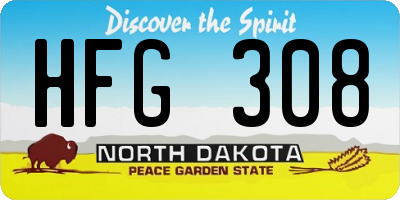ND license plate HFG308