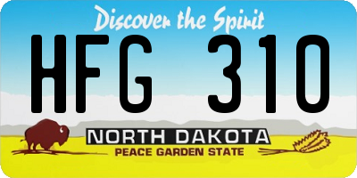 ND license plate HFG310