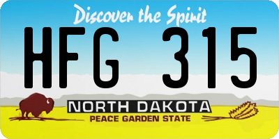 ND license plate HFG315