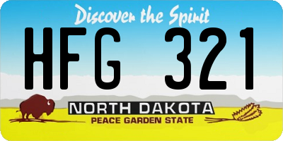 ND license plate HFG321
