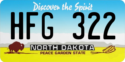 ND license plate HFG322