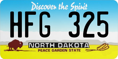ND license plate HFG325