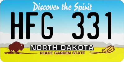 ND license plate HFG331