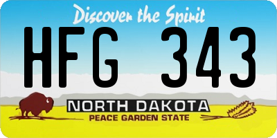 ND license plate HFG343