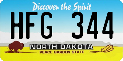 ND license plate HFG344