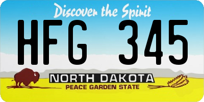 ND license plate HFG345