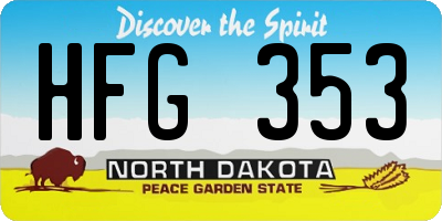 ND license plate HFG353