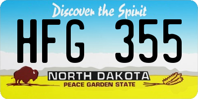 ND license plate HFG355