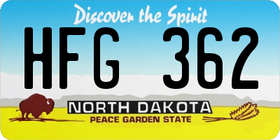 ND license plate HFG362