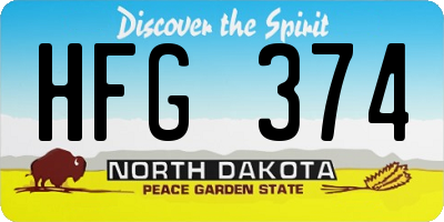 ND license plate HFG374