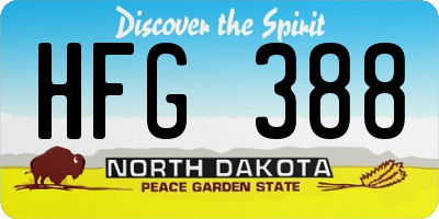 ND license plate HFG388