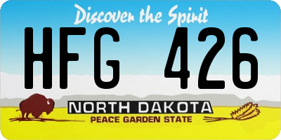 ND license plate HFG426