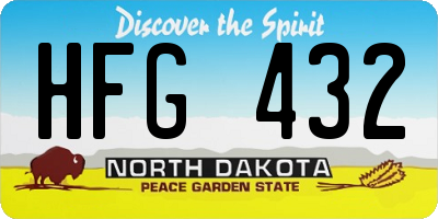 ND license plate HFG432
