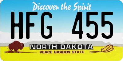 ND license plate HFG455