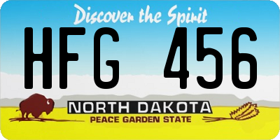 ND license plate HFG456