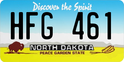 ND license plate HFG461