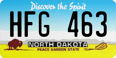 ND license plate HFG463
