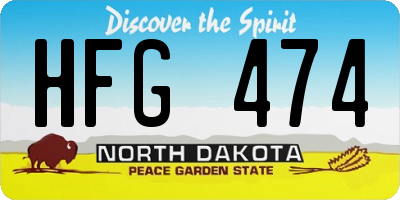ND license plate HFG474